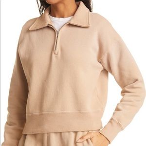 Re/Done 70s Half Zip Cotton Fleece Sweatshirt